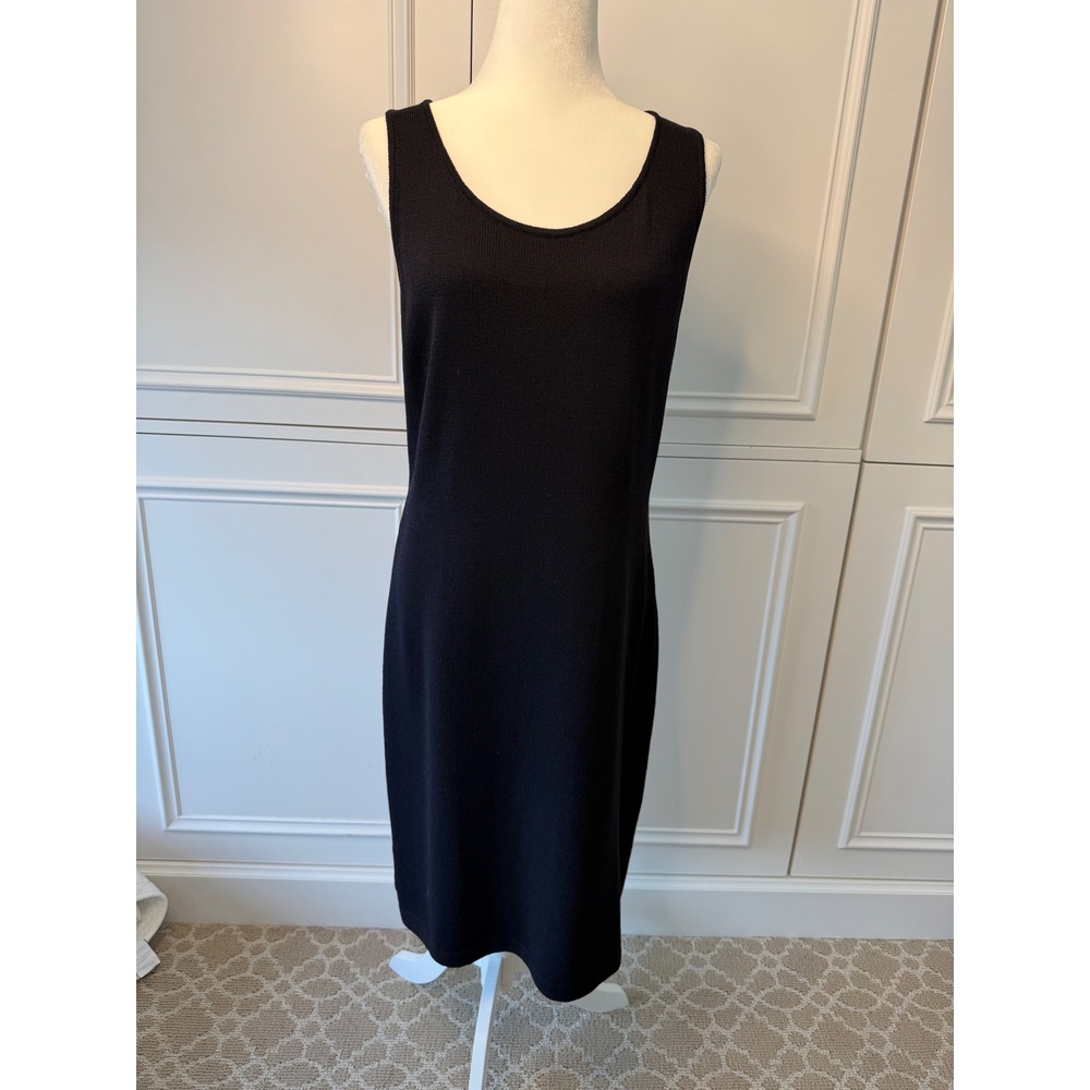 St. John Collection Sheath Dress Women 8 Black Excellent Santana Knit Wool Scoop